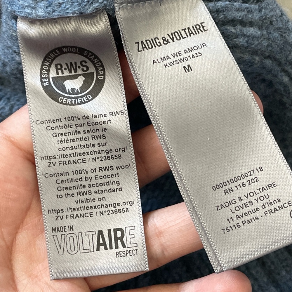 Zadig & Voltaire Sweater wool alma we amour turtleneck womens Blue (medium) - Picture 4 of 8